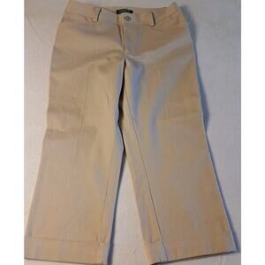 Lauren Ralph Lauren Womens Size 4 Khaki Cropped Pants Cuffed Hem Dress Casual...